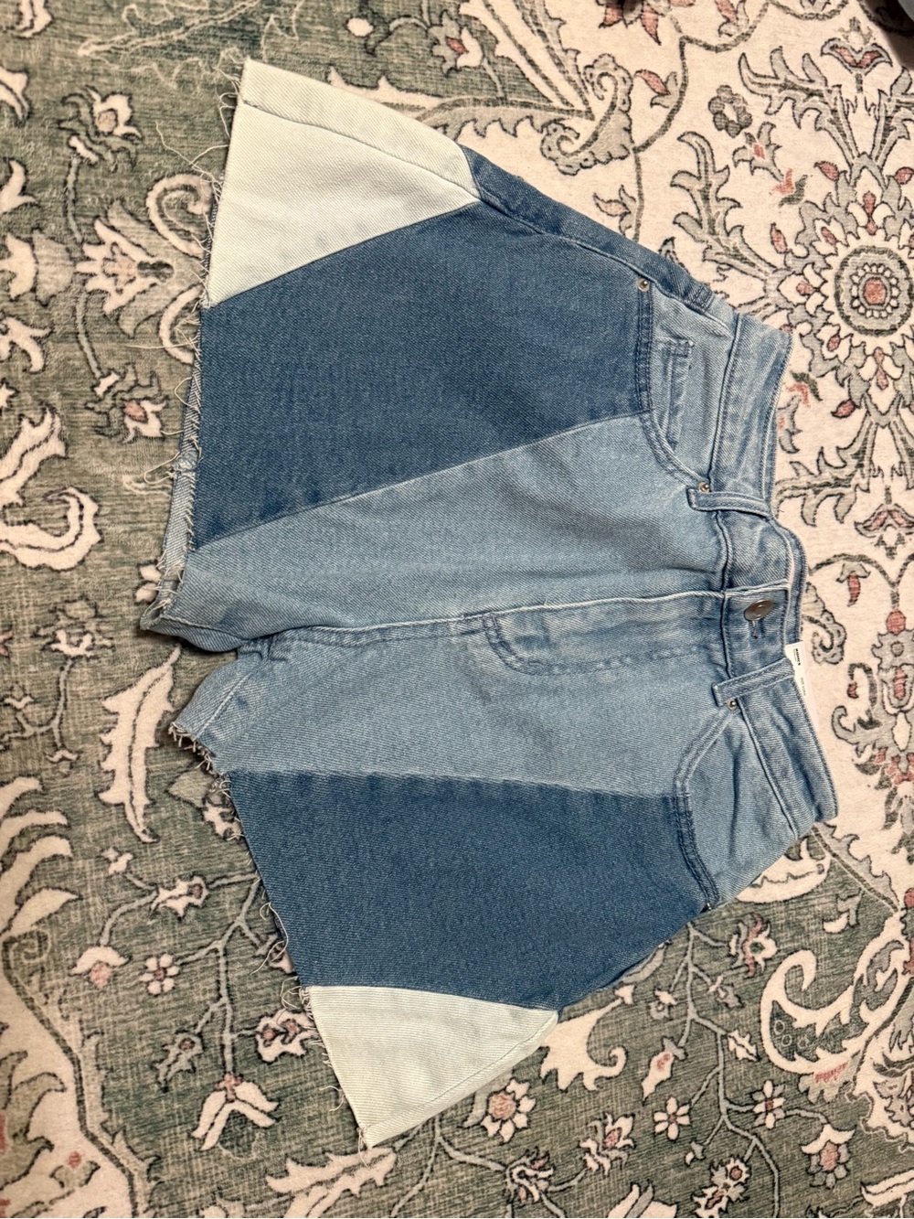 SO Patchwork Light & Dark Blue Denim Shorts